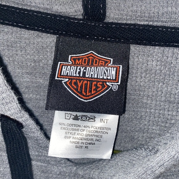 0711 Harley-Davidson Gray Lightweight Hoodie Sweatshirt - Picture 2 of 5